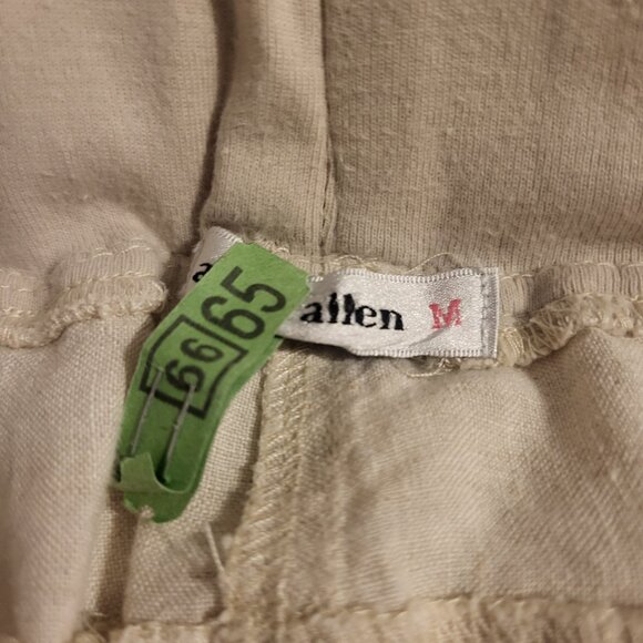 ALLEN ALLEN elastic stretch waist lightweight linen wide leg pants Medium Beige - Picture 4 of 9
